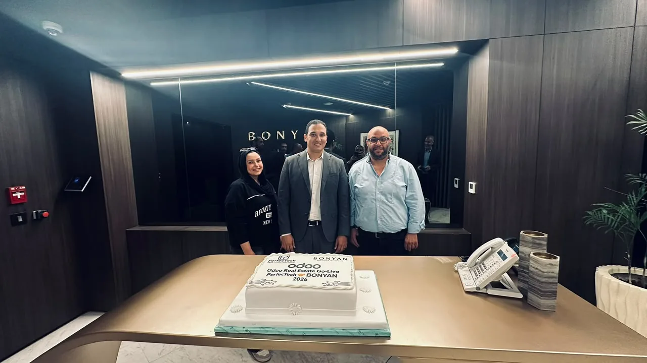Odoo Real Estate Go-Live cake, Perfect Tech and Bonyan 2026